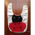 Promotional Cheap Red Cotton Terry Cloth Red Embroidered Applique Baby Drool Bib